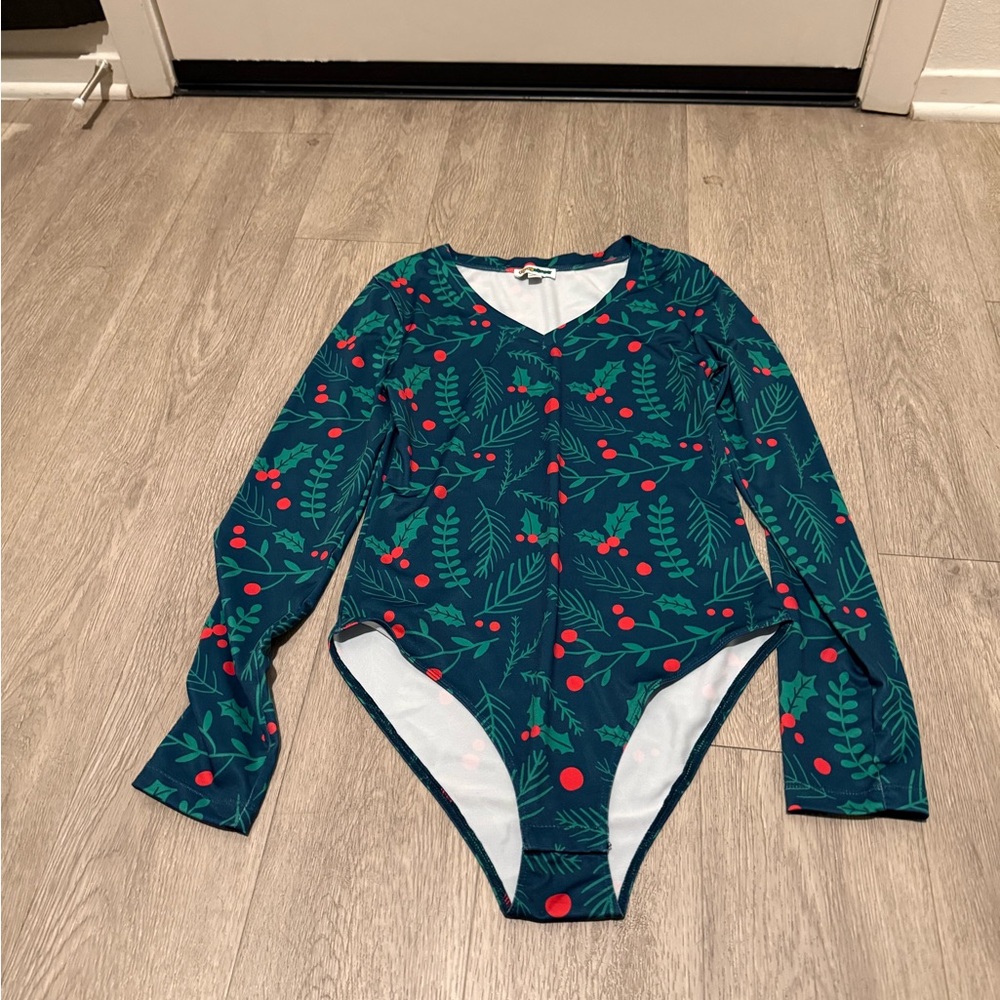 Tipsy Elves Festive Red and Green Bodysuit